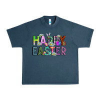 Midnight Navy Happy Easter Urban Heavy Tee - CowhideDigitalArt