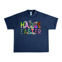 Navy Happy Easter Urban Heavy Tee - CowhideDigitalArt