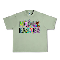 Oil Green Happy Easter Urban Heavy Tee - CowhideDigitalArt