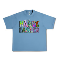 Pebble Blue Happy Easter Urban Heavy Tee - CowhideDigitalArt