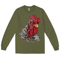 Army Green dominique rooster head Long Sleeve Tee - LillyAllenDesigns