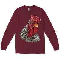 Burgundy dominique rooster head Long Sleeve Tee - LillyAllenDesigns
