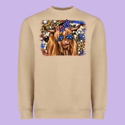 4th Of July Highland Cattle Heavyweight Sweatshirt Designed By Ranaportraitstore