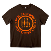 Chocolate Brown real cars dont shift themselves Heavy Core Tee - artisFamous