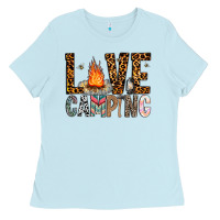 Baby Blue Love Camping Ladies Tee - CowhideDigitalArt
