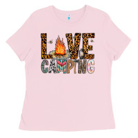 Bubblegum Pink Love Camping Ladies Tee - CowhideDigitalArt