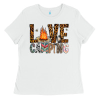 White Love Camping Ladies Tee - CowhideDigitalArt