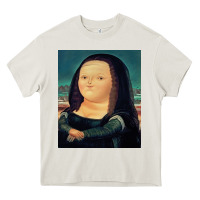 Cream fernando botero mona lisa Heavy Core Tee - artisFamous