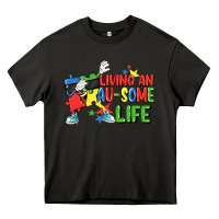 Asphalt Living an au-some life Autism Awareness Day Heavy Core Tee - FaDigitalArtStudio