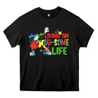 Black Living an au-some life Autism Awareness Day Heavy Core Tee - FaDigitalArtStudio