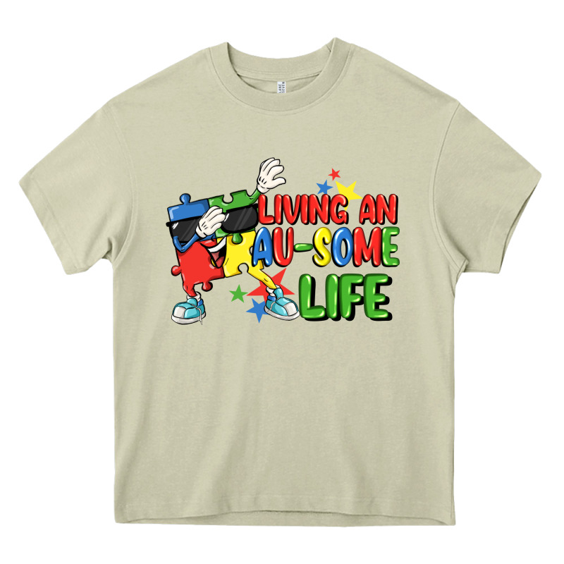 Living An Au-some Life Autism Awareness Day Heavy Core Tee by FaDigitalArtStudio | Teevron