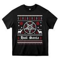 Black hail santa ugly christmas sweater   sweatshirt Heavy Core Tee - artisFamous