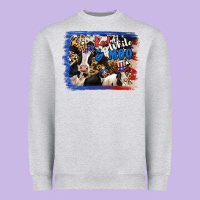 Red White Moo Heifers Heavyweight Sweatshirt Designed By Ranaportraitstore