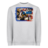 Heather Grey Red White Moo Heifers Heavyweight Sweatshirt - RanaPortraitStore