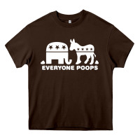 Chocolate Brown everyone poops Heavy Core Tee - artisFamous