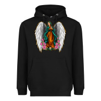 Black Angel Wing Lady of Guadalupe Heavyweight Hoodie - Jasminsmagicworld