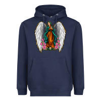 Navy Angel Wing Lady of Guadalupe Heavyweight Hoodie - Jasminsmagicworld