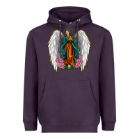 Plum Angel Wing Lady of Guadalupe Heavyweight Hoodie - Jasminsmagicworld