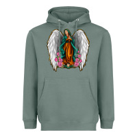 Sage Angel Wing Lady of Guadalupe Heavyweight Hoodie - Jasminsmagicworld