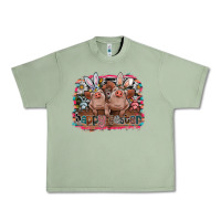 Oil Green Happy Easter Urban Heavy Tee - CowhideDigitalArt