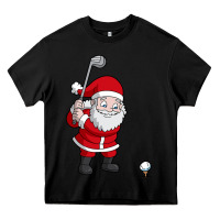 Black santa claus golf christmas golfer golfing gift Heavy Core Tee - artisFamous