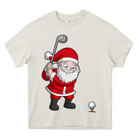 Cream santa claus golf christmas golfer golfing gift Heavy Core Tee - artisFamous