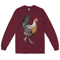 Burgundy American Game Chicken Long Sleeve Tee - LillyAllenDesigns