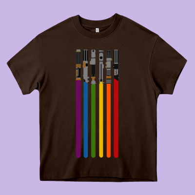 Rainbow Lightsaber Heavy Core Tee Designed By Artisfamous