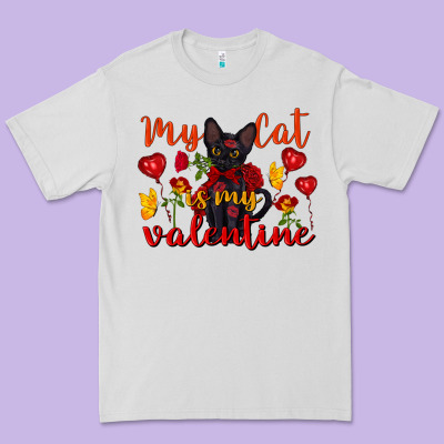 My Cat Is My Valentine Valentine's Day Premium Tee Designed By Fadigitalartstudio