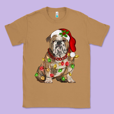 Christmas English Bulldog Classic Tee Designed By Barkaloodesign