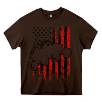 Chocolate Brown usa utv rzr racing Heavy Core Tee - artisFamous