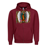 Burgundy lady of guadalupe Zipper Hoodie - Jasminsmagicworld