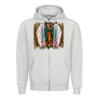 Dove Grey lady of guadalupe Zipper Hoodie - Jasminsmagicworld