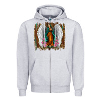 Heather Grey lady of guadalupe Zipper Hoodie - Jasminsmagicworld