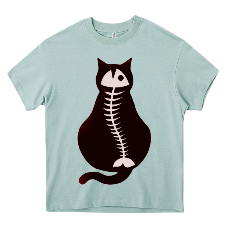 Cat With Fish Bone Heavy Core Tee by artisFamous | Teevron