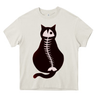 Cream Cat with Fish Bone Heavy Core Tee - artisFamous