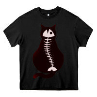 Black Cat with Fish Bone Heavy Core Tee - artisFamous