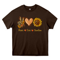 Chocolate Brown Peace Love Sunshine Heavy Core Tee - Jasminsmagicworld