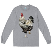 Heather Grey wyandotte rooster Long Sleeve Tee - LillyAllenDesigns