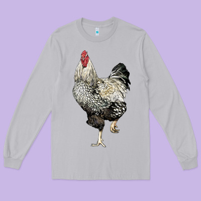 Wyandotte Rooster Long Sleeve Tee Designed By Lillyallendesigns