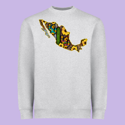 Guerrero Mexico Serape Cactus Sunflower Map Heavyweight Sweatshirt Designed By Ranaportraitstore