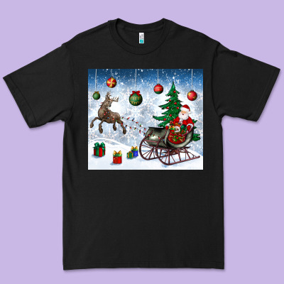 Christmas Santa Deer And Presents Premium Tee Designed By Bundleandbundleshop