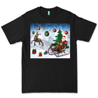 Black christmas santa deer and presents Premium Tee - BundleAndBundleShop
