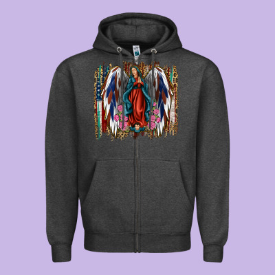 Lady Of Guadalupe Th Of July Zipper Hoodie Designed By Jasminsmagicworld