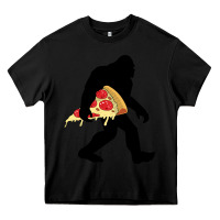 Black bigfoot carrying pizza Heavy Core Tee - artisFamous