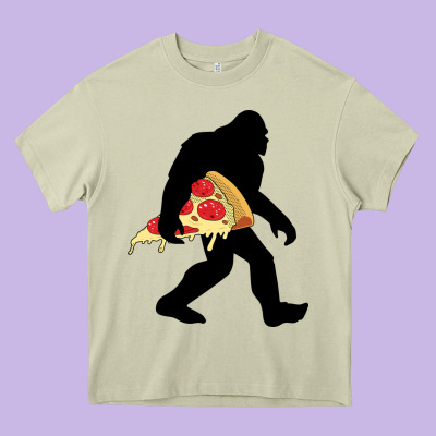 Bigfoot Carrying Pizza Heavy Core Tee Designed By Artisfamous