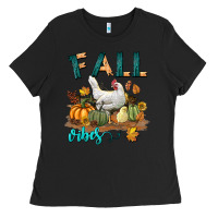 Black Fall Vibes Chicken Ladies Tee - LillyAllenDesigns