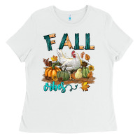 White Fall Vibes Chicken Ladies Tee - LillyAllenDesigns