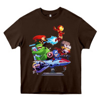 Chocolate Brown superheroes Heavy Core Tee - artisFamous