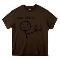 Chocolate Brown Plz Use It Text Graphic Heavy Core Tee - artisFamous